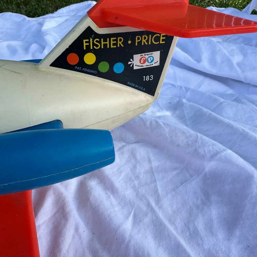 Fisher Price Fun Jet Toy Airplane Kids OS White Good Vintage 183 Little People